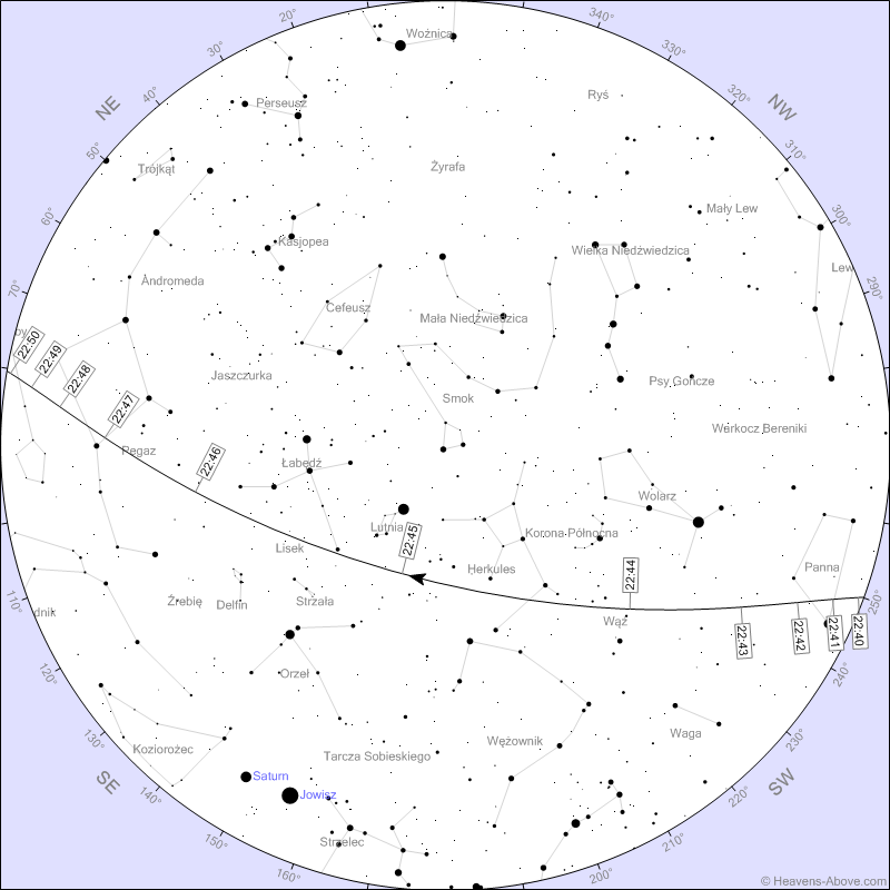 Trasa przelotu stacji ISS w dniu 17.07.2020 r.