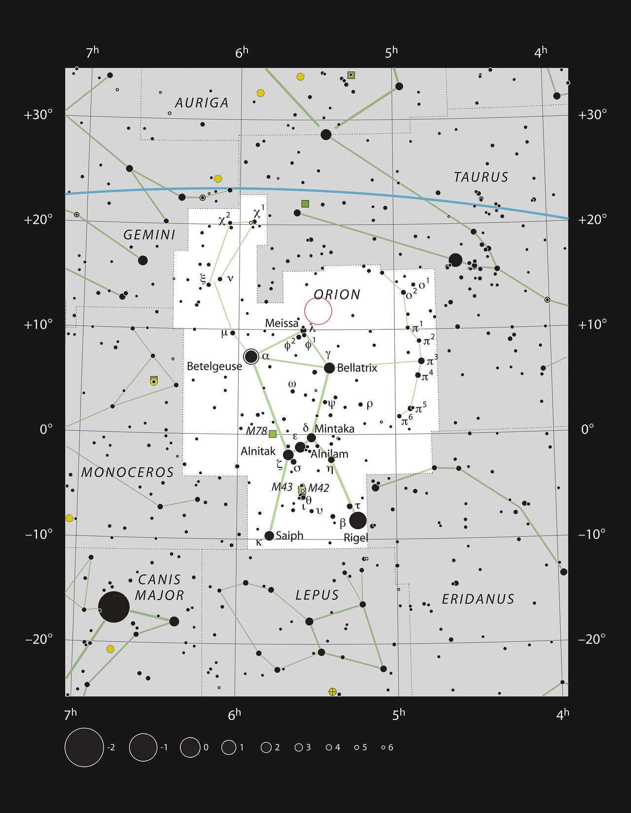 GW Orionis w gwiazdozbiorze Oriona (mapa)