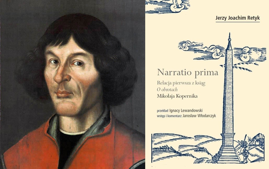 Mikołaj Kopernik oraz okładka książki "Narratio prima"