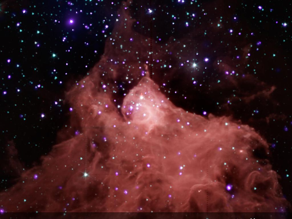 Obłok molekularny Cepheus B - połączenie zdjęć z teleskopów Chandra i Spitzera