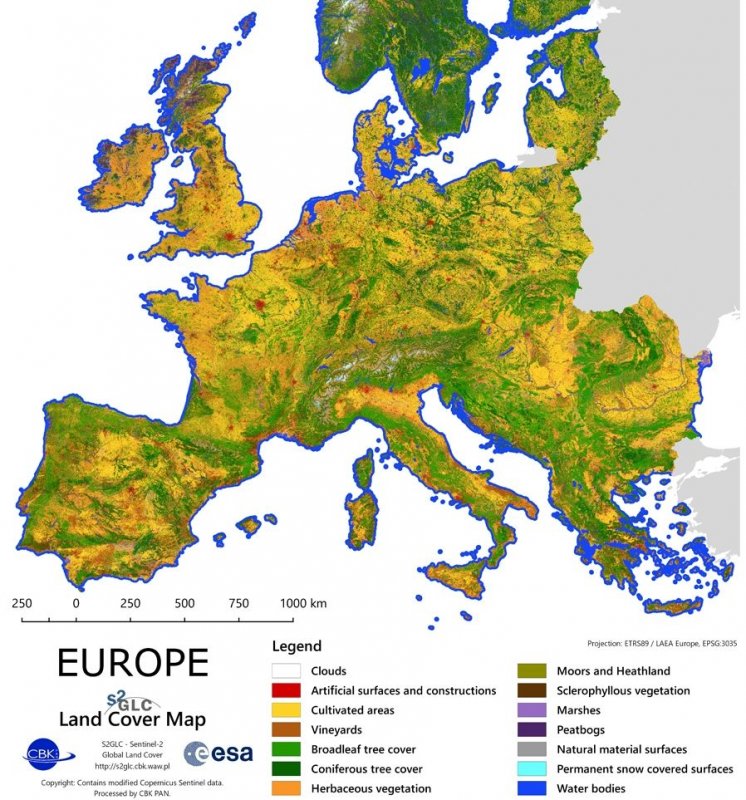 The Land Cover Map of Europe 2017