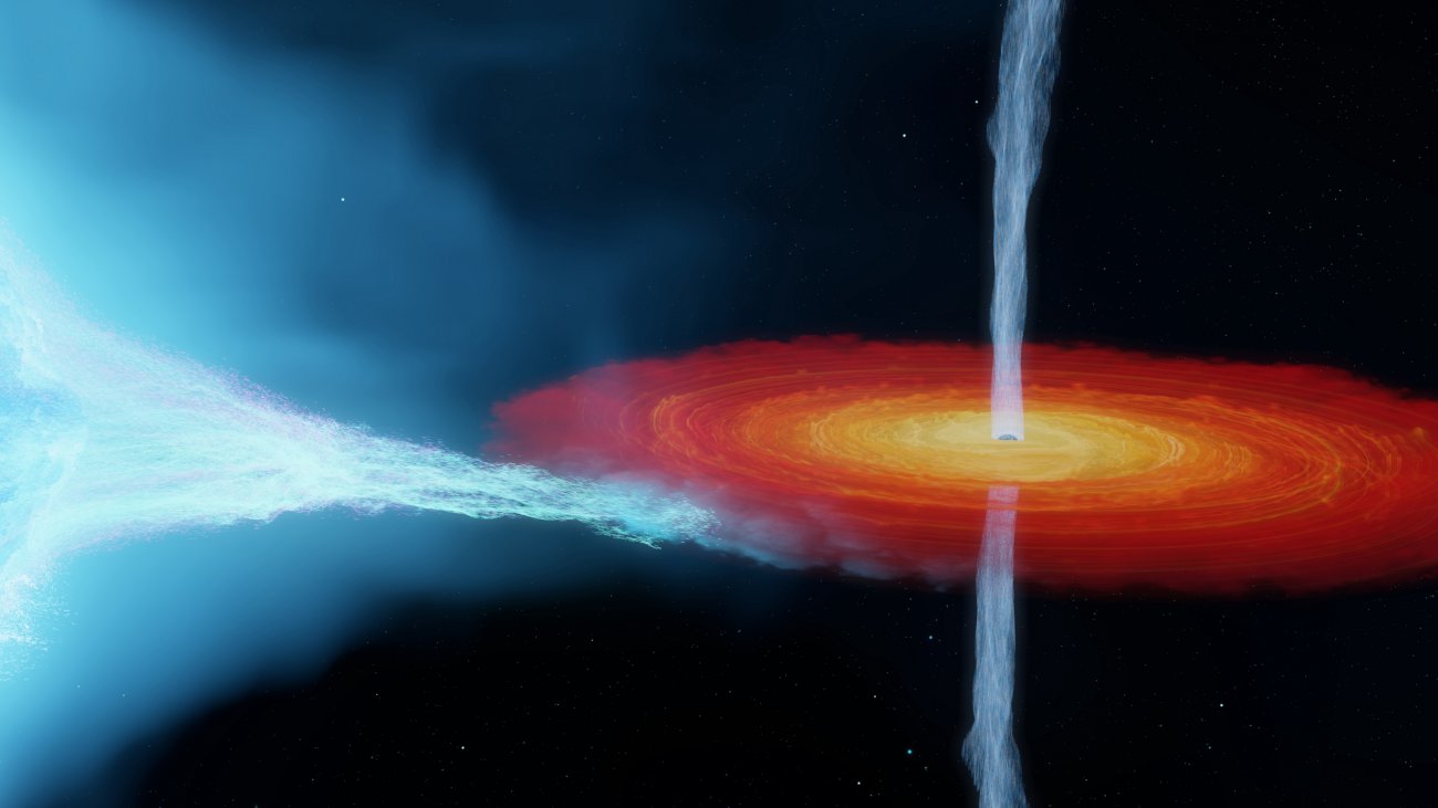 Wizja artystyczna układu Cygnus X-1, który zawiera najmasywniejszą czarną dziurę o masie gwiazdowej, jaką kiedykolwiek wykryto bez użycia fal grawitacyjnych