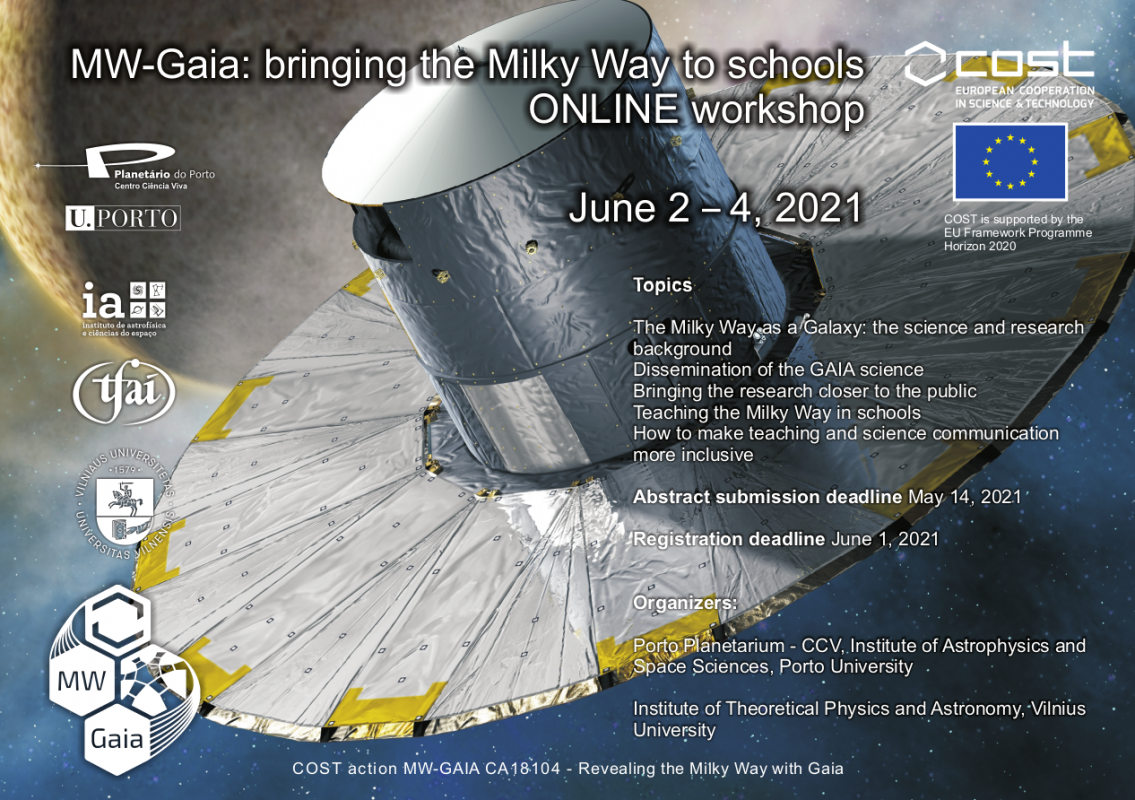 plakat Warsztatów MW-Gaia: Bringing the Milky Way to schools 2021