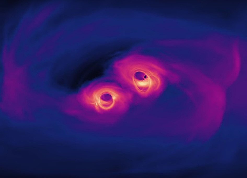 Symulacja zderzających się dwóch czarnych dziur
