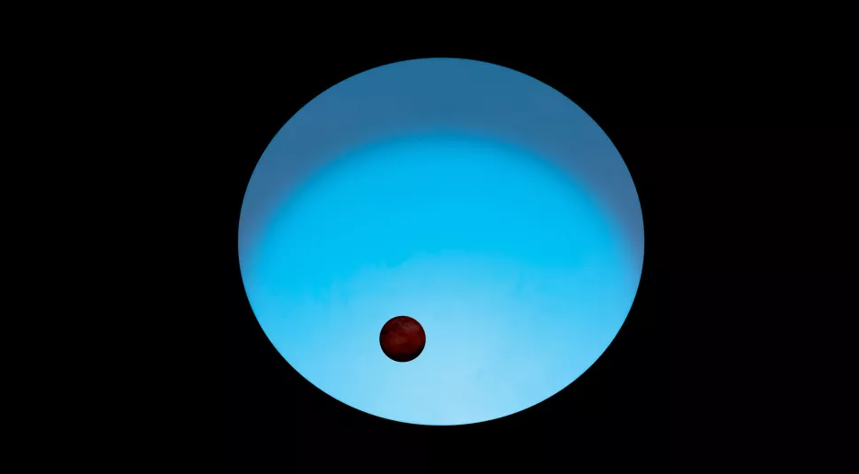 Wizualizacja planety WASP-189b krążącej wokół gorącej, niebieskiej gwiazdy. Źródło: ESA