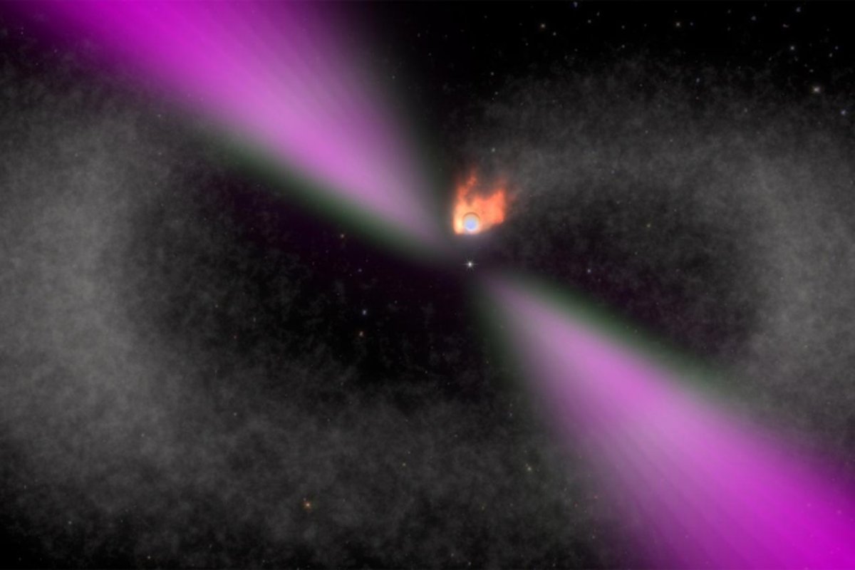 Wizja artystyczna pulsara typu czarna wdowa i jego gwiezdnego towarzysza.