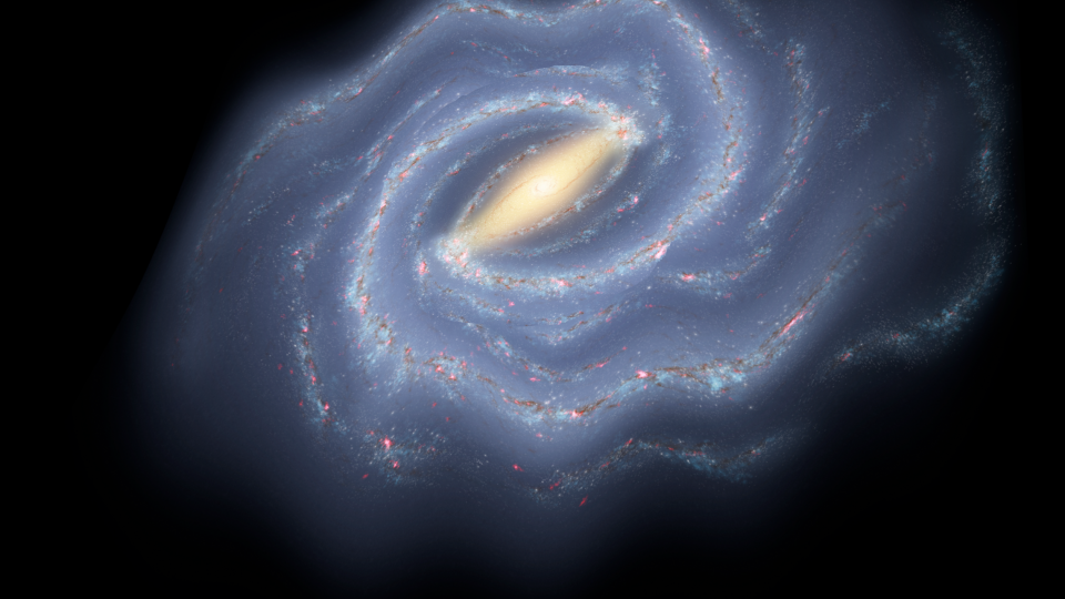 Wizja artystyczna przedstawiająca zmarszczki Drogi Mlecznej.