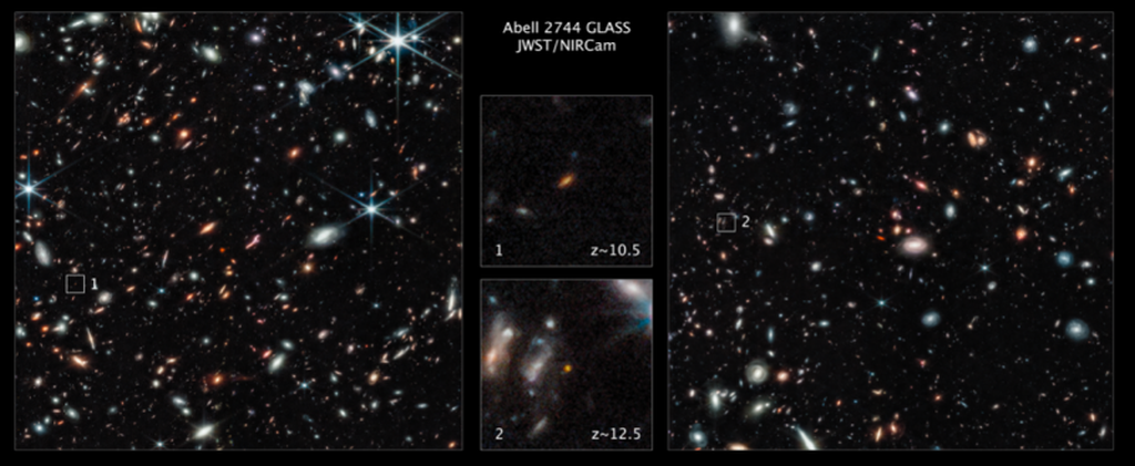 Dwie wyjątkowo jasne galaktyki uchwycone w programie GLASS-JWST.