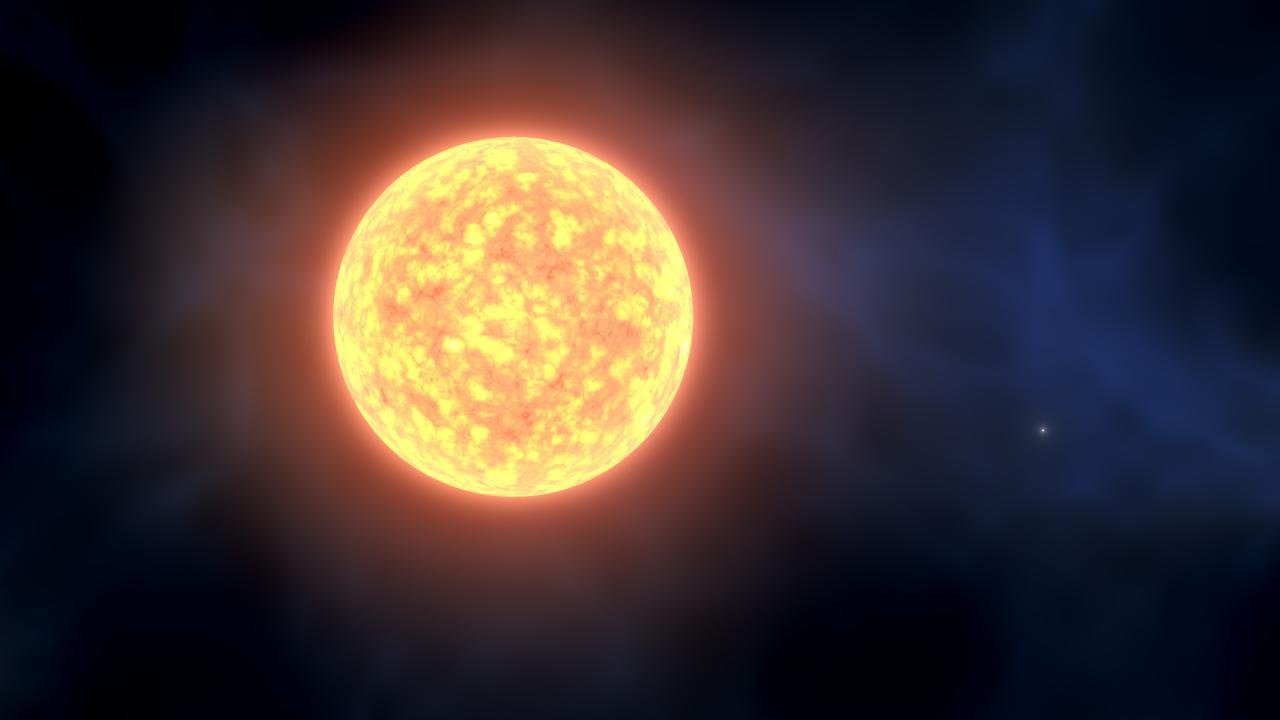 Wizja artystyczna gwiazdy podwójnej SMSS1605-1443.