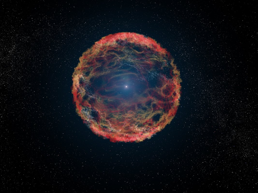 Artystyczna wizja supernowej 1993J w galaktyce M 81