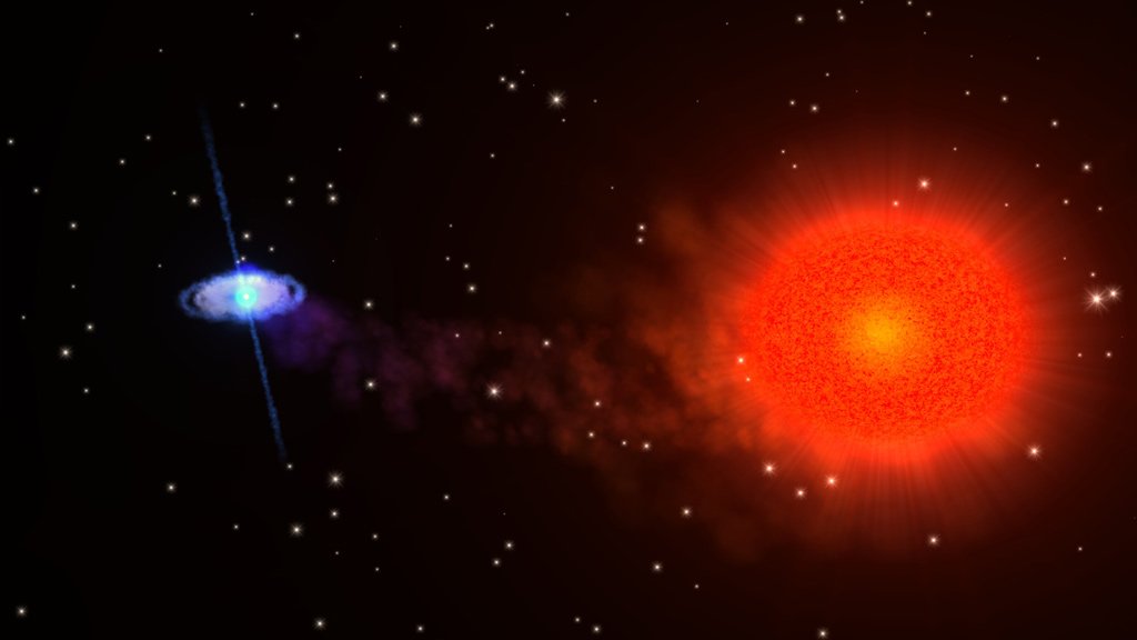czerwony olbrzym i gwiazda neutronowa