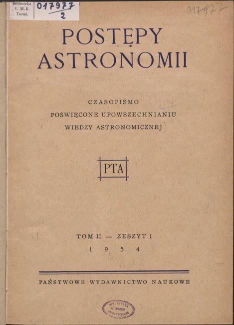 Postępy Astronomii nr 1/1954