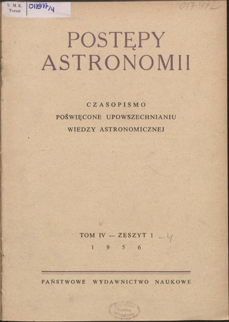Postępy Astronomii nr 1/1956