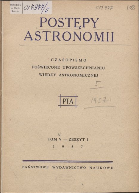 Postępy Astronomii nr 1/1957