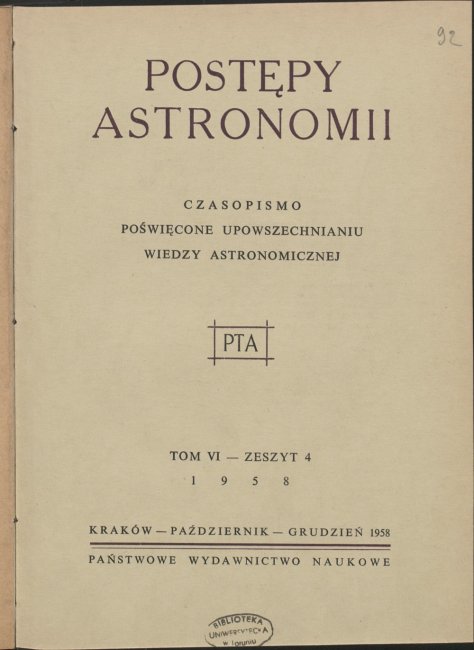 Postępy Astronomii nr 4/1958