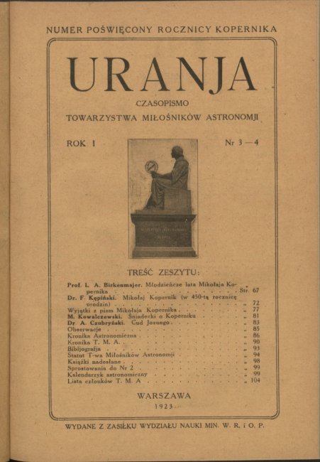 Urania nr 3-4/1922 (Uranja nr 3-4/1922)