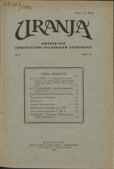Urania nr 3/1927 (Uranja nr 3/1927)