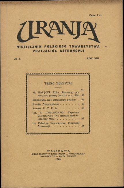 Urania nr 3/1929 (Uranja nr 3/1929)