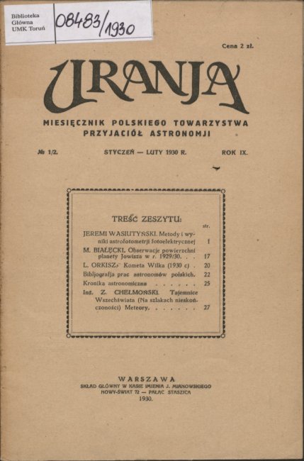 Urania nr 1-2/1930 (Uranja nr 1-2/1930)