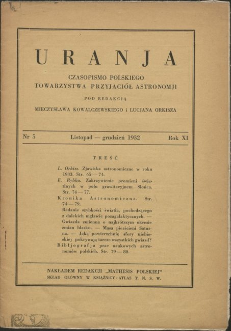 Urania nr 5/1932 (Uranja nr 5/1932)
