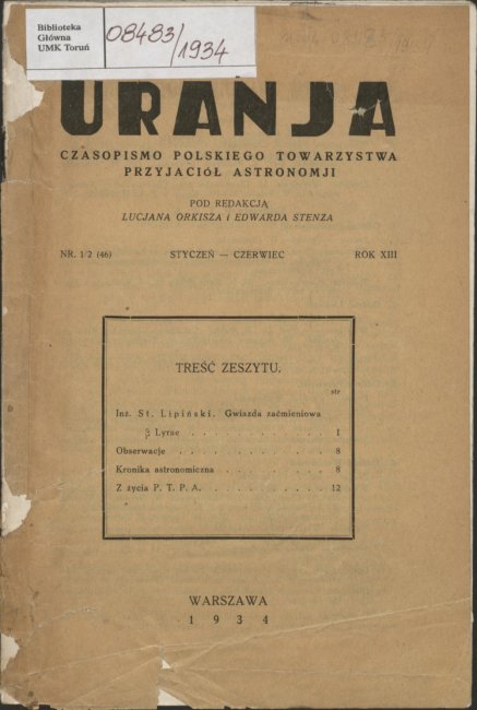 Urania nr 1-2/1934 (Uranja nr 1-2/1934)