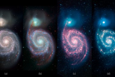 Galaktyka Wir na różnych długościach fali.