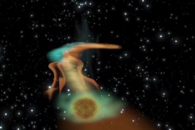 Czarna dziura pochłania zewnętrzne warstwy planety (wizja artysty). Źródło: ESA.