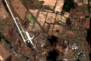 Zdjęcie satelitarne lotniska w Kijowie, 26 II 2022 r.