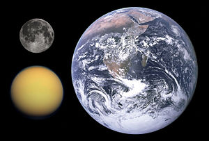 Porównianie rozmiarów Tytana z Ziemią i Księżycem