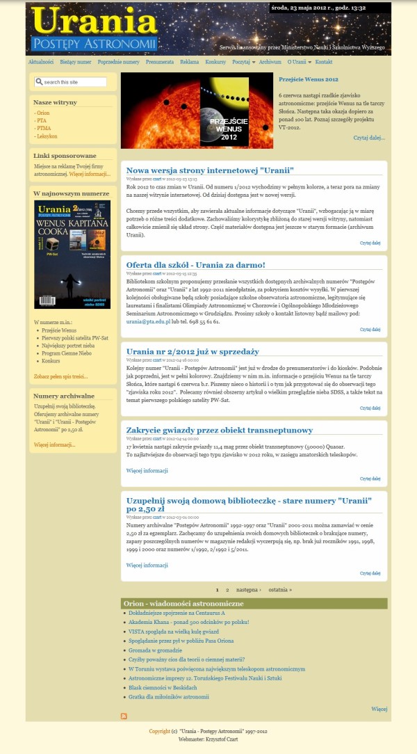Strona Uranii w maju 2012 r.