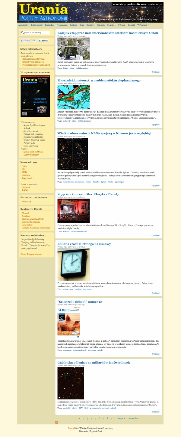 Strona Uranii w maju 2012 r.
