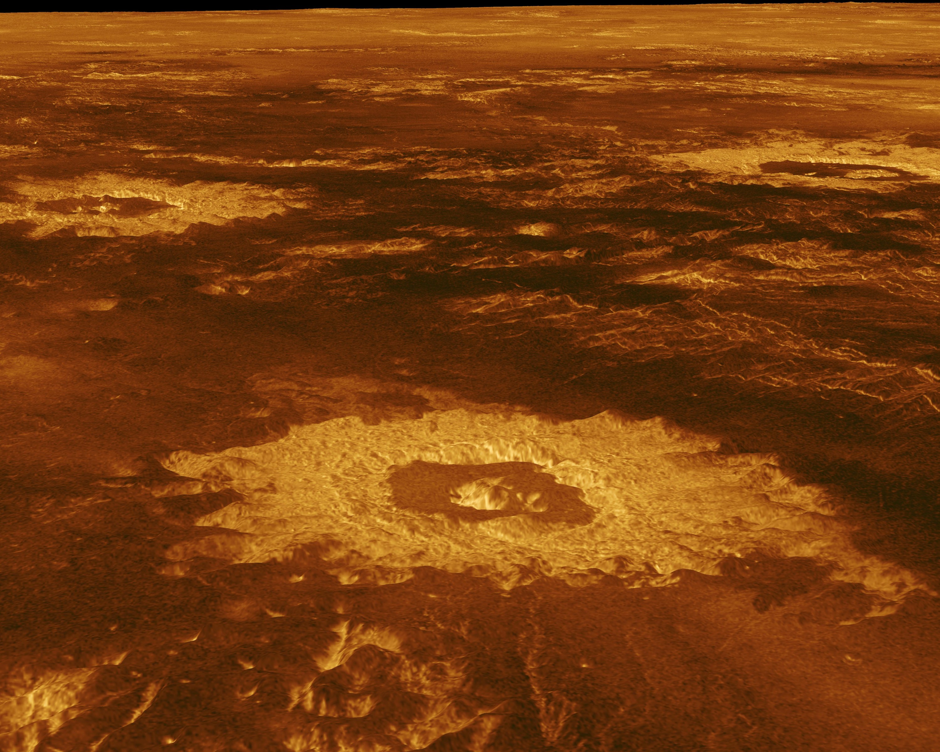 Kratery uderzeniowe na powierzchni Wenus (obraz radarowy)