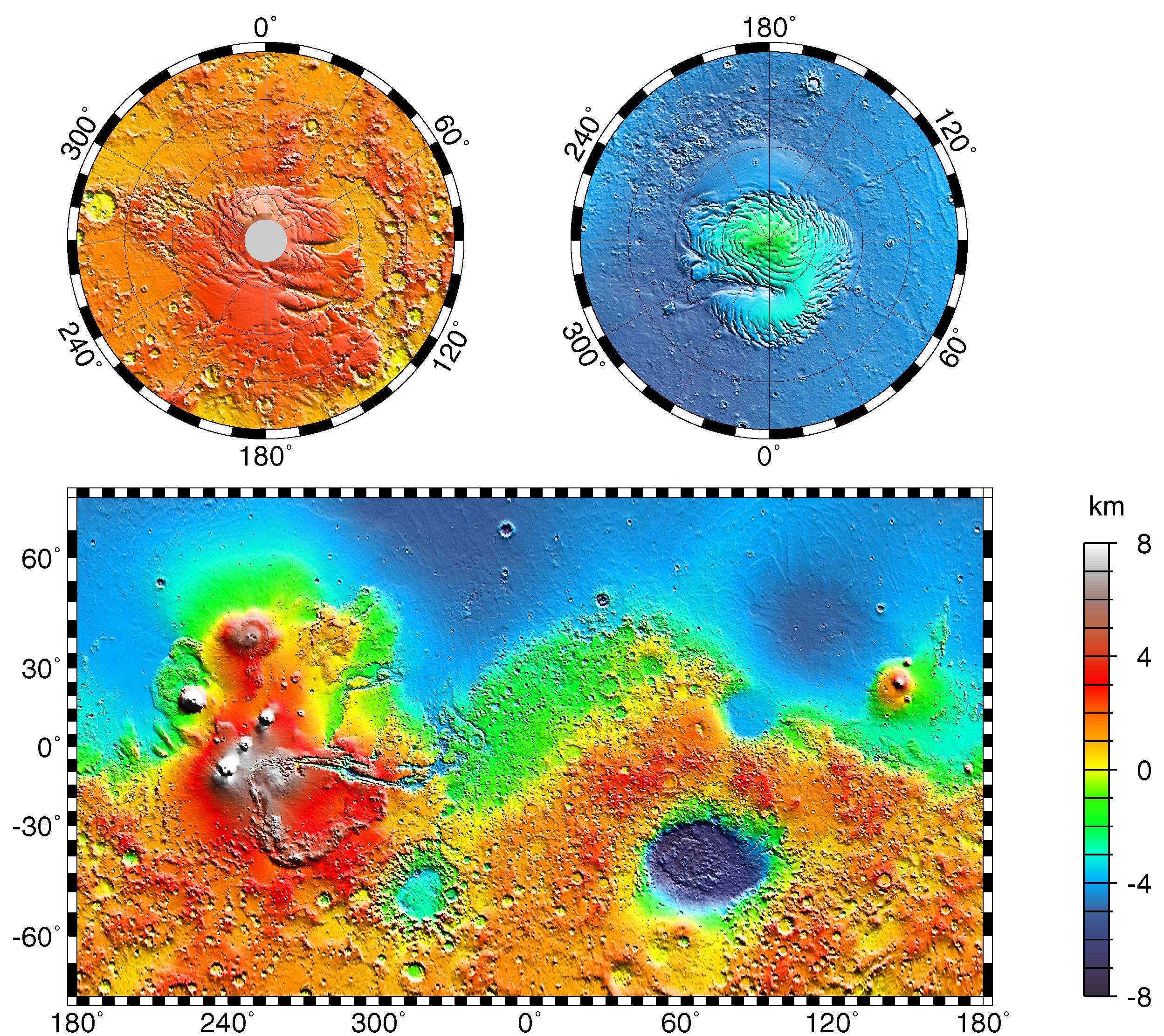 Mapa topograficzna Marsa z 1999 r.