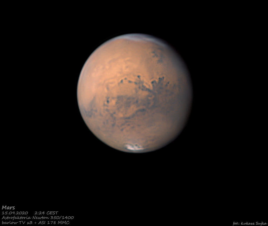 Mars widoczny w czasie opozycji w 2020 roku