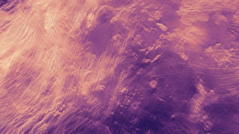 Powierzchnia Wenus ukazana w sztucznych kolorach.