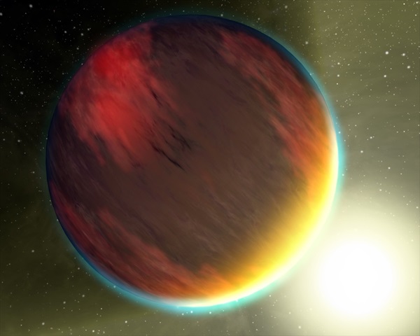 Naukowcy wykryli podstawowe składniki chemiczne potrzebne do życia w widmie gorącej gazowej planety HD 209458b. Źródło: NASA/JPL-Caltech/T. Pyle (SSC)
