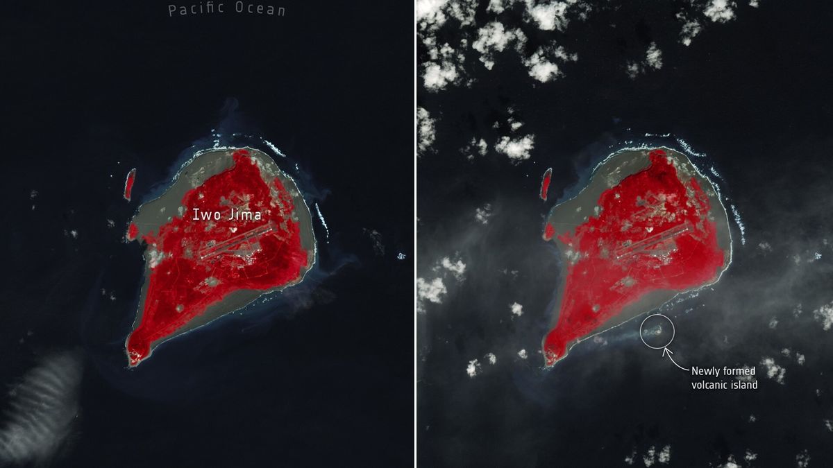 Nowa wyspa powstała w wyniku erupcji wulkanu. (ESA/USGS)
