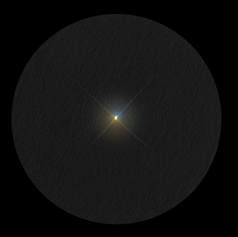 Na zdjęciu: Izar w Wolarzu pokazuje swoje kolorowe elementy na tym szkicu z 2012 roku wykonanym przez 6-calowy teleskop 6/8 Newtona. Źródło: Jeremy Perez