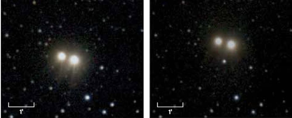 Na zdjęciu: 61 Cygni znana jest jako Latająca Gwiazda z powodu jej szybkiego ruchu na tle gwiazd. Te zdjęcia, wykonane w odstępie ośmiu lat, pokazują przemieszczanie się pary w czasie. Źródło: IndividusObservanis/Wikimedia Commons