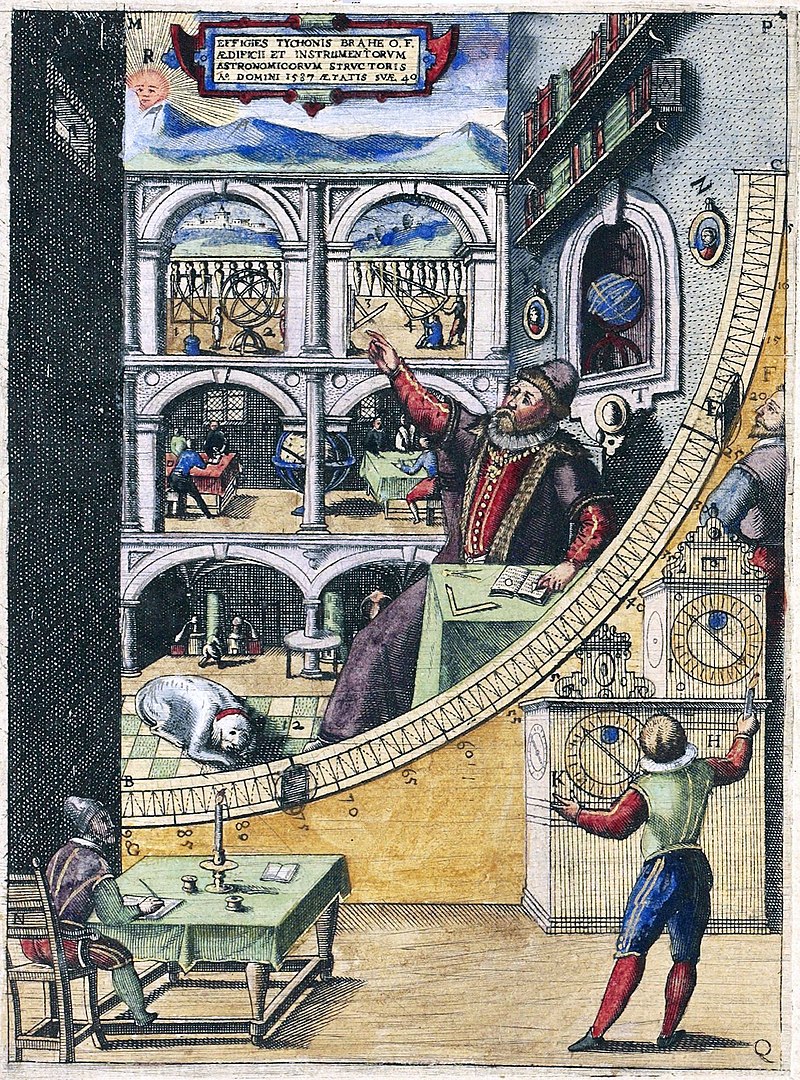Kwadrant ścienny (mural quadrant) używany przez Tychona de Brahe. Źródło: Axel Boldt, Royal Library. Od takiego instrumentu nosił w latach 1795-1922 nazwę gwiazdozbiór (obecnie północna część Wolarza).