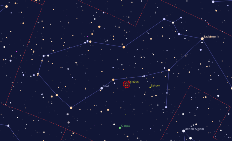 Wygląd nieba z dnia 31 sierpnia 2023 roku. Źródło: Program astronomiczny Periapsis, Autor: Bartosz Wojczyński, Wydawca: AstroCD - Sylwia Substyk