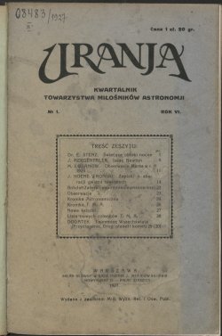 Urania nr 1/1927 (Uranja nr 1/1927)