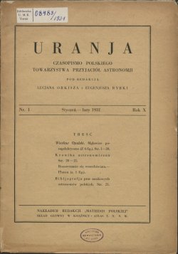 Urania nr 1/1931 (Uranja nr 1/1931)