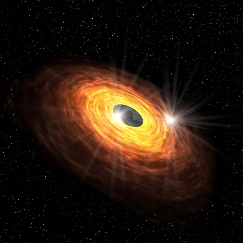 Wizja artystyczna gazowego dysku wokół supermasywnej czarnej dziury.