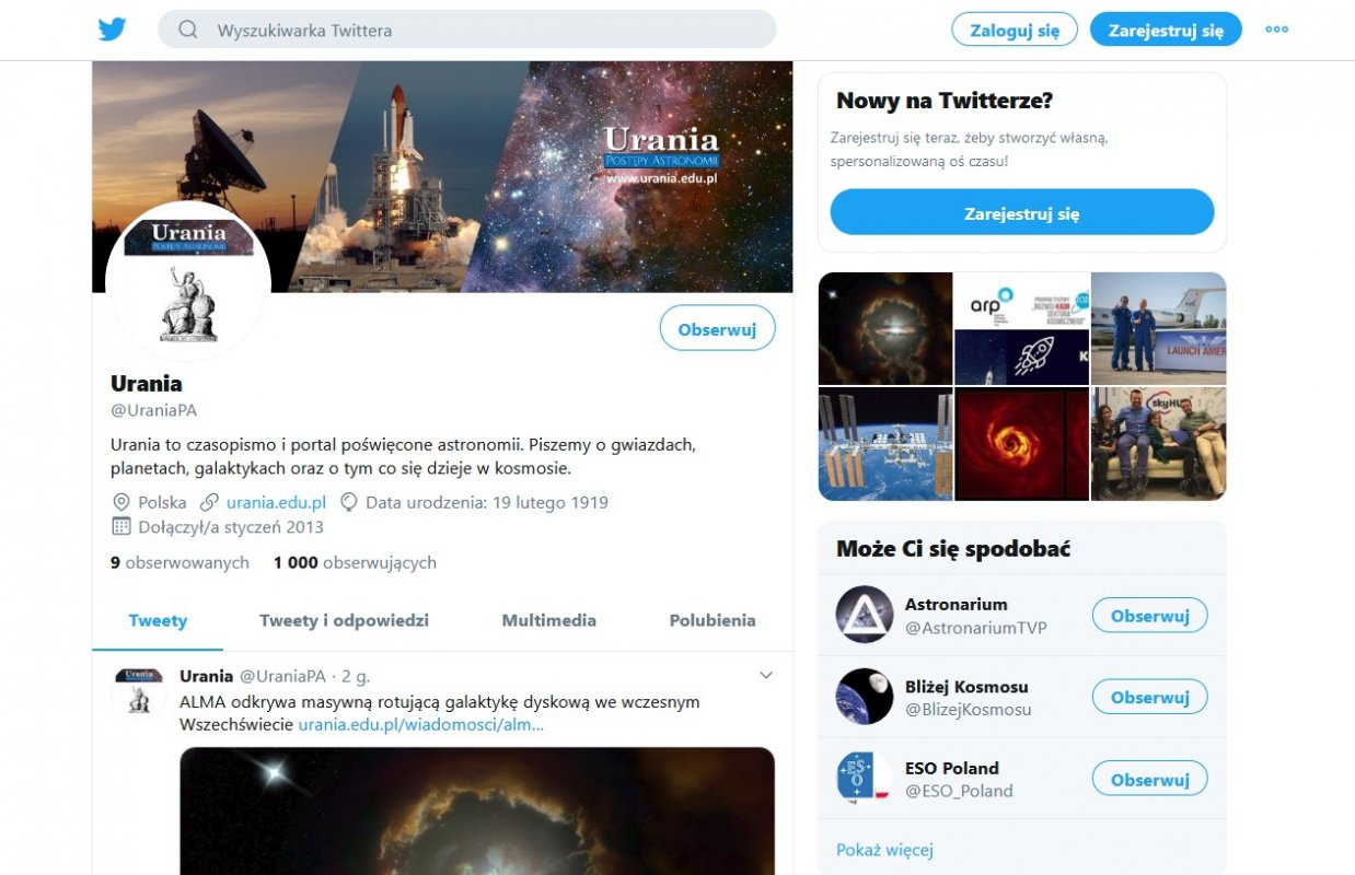 Strona Uranii na Twitterze