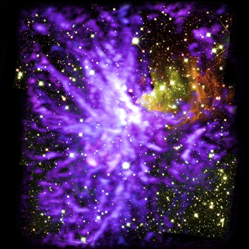 Obraz gromady G286.21+0.17 uchwycony w momencie formowania się