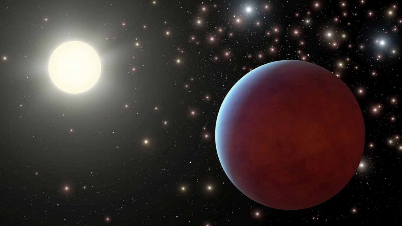 Wizja artystyczna egzoplanety okrążającej swoją gwiazdę macierzystą.