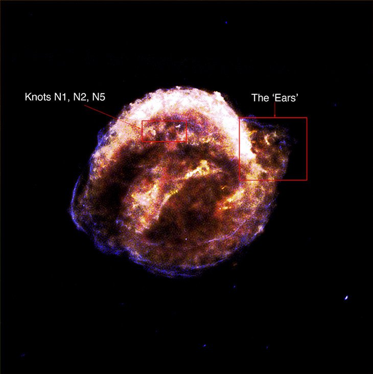 Zdjęcie rentgenowskie z Chandra, przedstawiające pozostałość po supernowej Keplera.