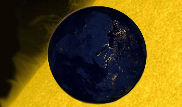 Wizualizacja przejścia (tranzytu) Ziemi przez tarczę Słońca. Źródło: ©SpaceRef