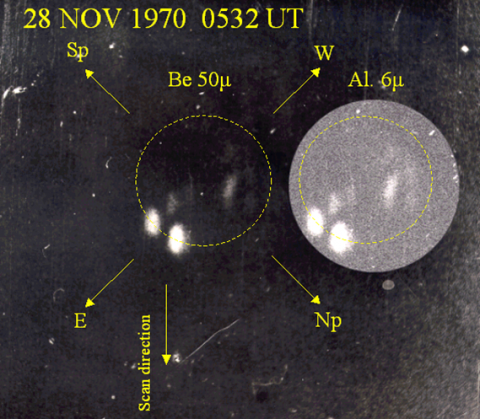 Na zdjęciu: Rentgenowskie zdjęcie Słońca, wykonane 28 listopada 1970 roku. Źródło: CBK PAN